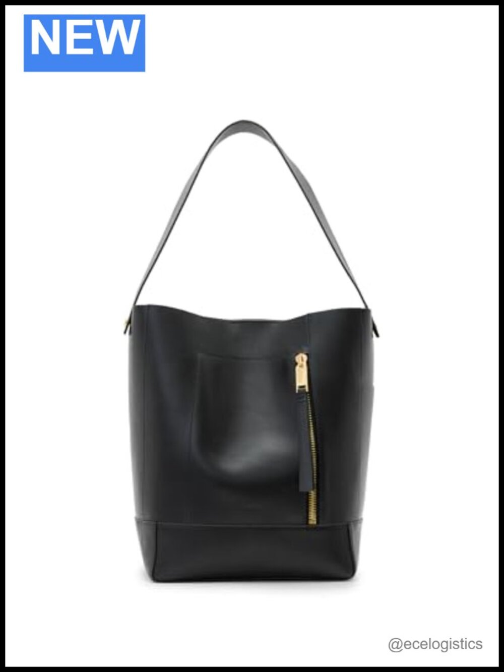 Hobo Bag Black Leather Shoulder Strap Women's Handbag - Medium